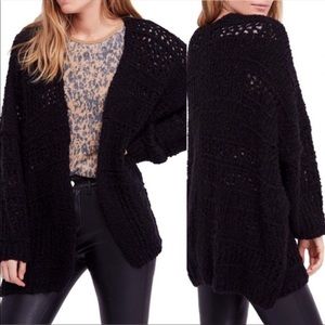 Free People black M/L Saturday Morning cardigan sweater knit oversized